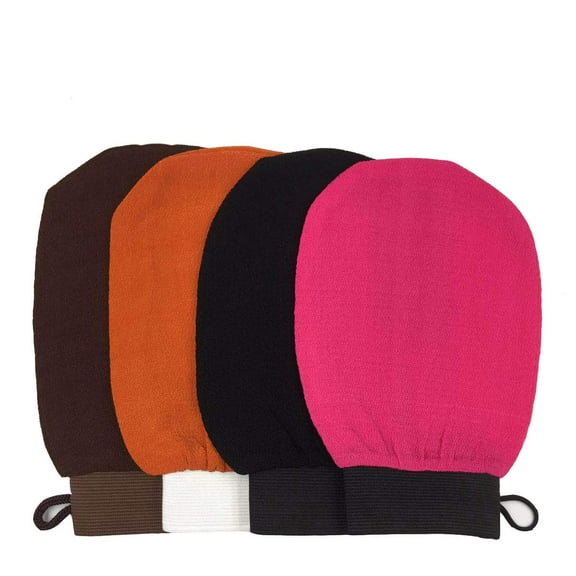 Nvzi 4 Pack Body Deep Exfoliating Hammam Gloves, Body Scrub Glove Dead Skin Remove Bath Body Mitt with Hanging Loop