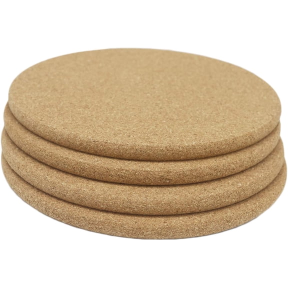 Nvzi 4-Pack Cork Trivets, Hot Pots Pans Holder, 7.5 x 7.5 x 0.4 Inches, Round Cork Coaster for Dishes