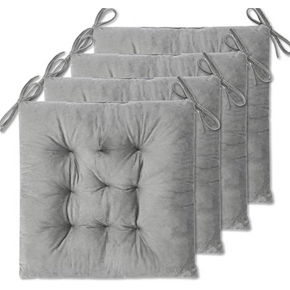 Nvzi 4 Pack Seat Cushion/Chair Cushion for Dining Chairs, Office Chair, Car, Floor, Outdoor, Patio,Machine Wash & Dryer Friendly (Flannel 16"×16", Grey)