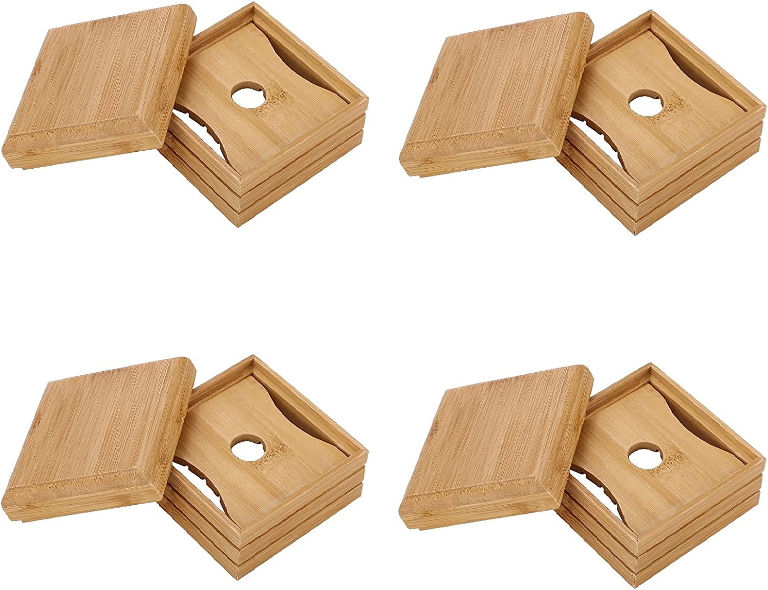 Nvzi 4-Pack Wood Soap Dish with Lid Wooden Soap Case Holder Wood ...