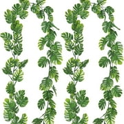 Nvzi 4-piece artificial turtle back bamboo leaf vine, 5.9-foot false hanging plant vine, used for garden porch, terrace, jungle banquet party, beach birthday indoor and outdoor decoration