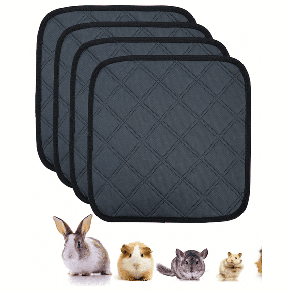 Nvzi 4-piece set of Dark Gray guinea pig cage lining 11.81 11.81 inches, reusable cage lining, small animal absorbent pad, washable pet pad with quick drying fabric, pet cage accessories