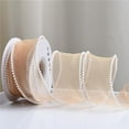 thumbnail image 1 of Nvzi 40mm Width Pearl Edge Silk Organza Ribbon Lace Material Ribbon for Hair Ornament Sewing Fabric Clothing Decor Handmade Supplies (Color : Tea, Size : Length 4.5m), 1 of 5