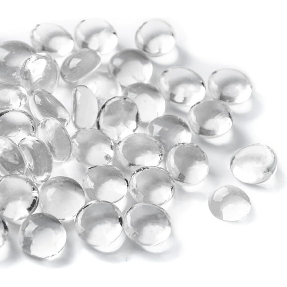 Nvzi 4mm Glass Vase Fillers 100pcs Flat Glass Beads for Aquarium Decor DIY Craft, Handmade Gift Glass Beads Craft Supplies,Transparent