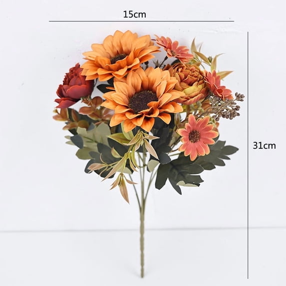 Nvzi 5-piece set of light brown artificial sunflowers -12.2 x 5.91 inches, outdoor flowerpot decoration, home and holiday party dining table center decoration