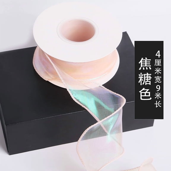 Nvzi 5 pieces of Light Pink fishtail ribbons -1.57 inches wide x 9.84 yards long rainbow transparent fabric ribbon, used for wedding decoration, party wreaths, and bridal accessories ribbons