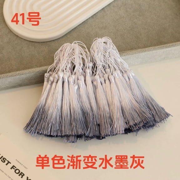 Nvzi 50 pieces of White & Gray handmade tassels, 3 inches long, with looped craftsmanship. The tassels are soft and durable, suitable for DIY earrings, bookmarks, and holiday decorations