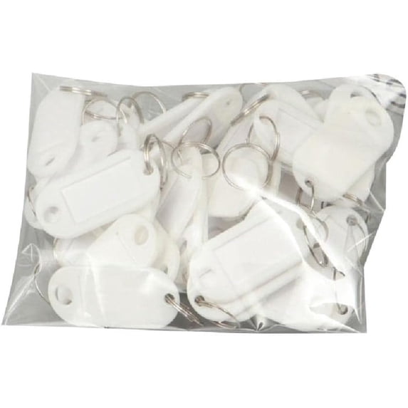 Nvzi 50Pcs Keychain Label Tags Keys Tags with Split and Label Window Luggage Tags Practical Keys Identifiers Keys Labels with Split and Label Window Keys Tags Keychain Label Tags （White）