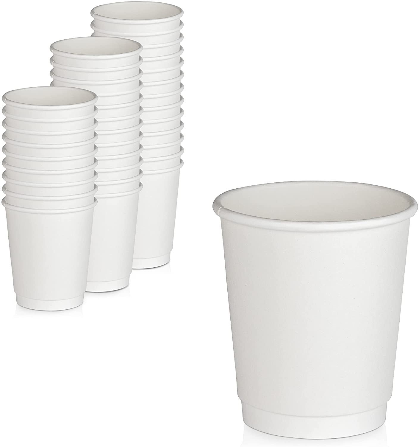Nvzi 50pcs Disposable Coffee Cups - 10 oz White Double Wall Insulated ...