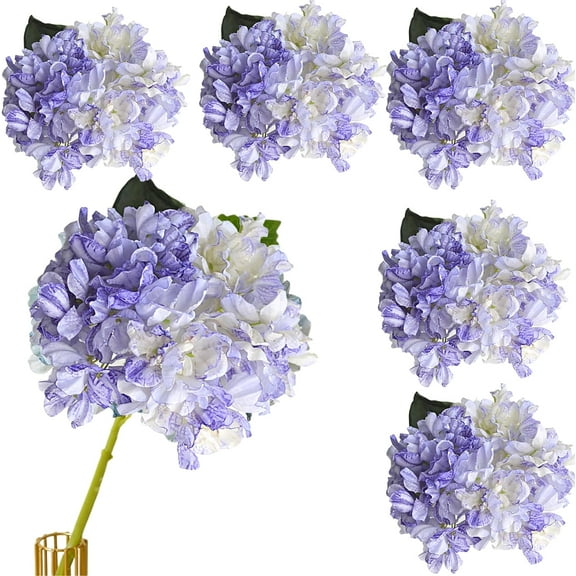 Nvzi 5Pcs 14.2In Lavender Artificial Hydrangea Silk Flowers Stem Fake Hydrangea Flowers for Wedding Home Garden Centerpiece