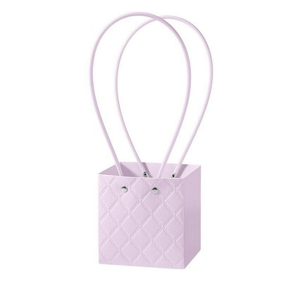 Nvzi 5Pcs Mother's Day Flower Gift Bags Portable Bouquet Wrapping Paper Bag with Handle Waterproof Flower Boxes for Arrangement Florist Gift Wrap Bag 4.5*4.1*4.7inch(Purple)