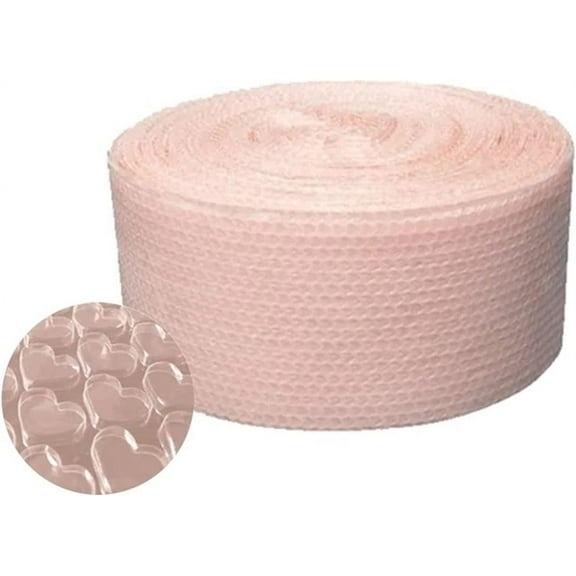 Nvzi 5mx20cm Heart-Shape Shockproof Air Bubble Roll Wrap Party  Protective Film Packing Wedding Decoration Membrane (Light Pink)