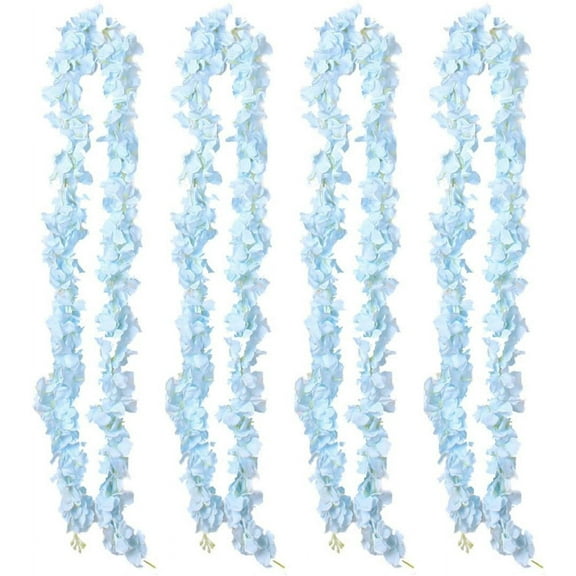 Nvzi 6 Pack 13 FT Artificial Hydrangea Flower Vine Wisteria Vines Cattleya Flowers Plants for Home Hotel Office Wedding Party Garden Craft Art Dcor, Blue