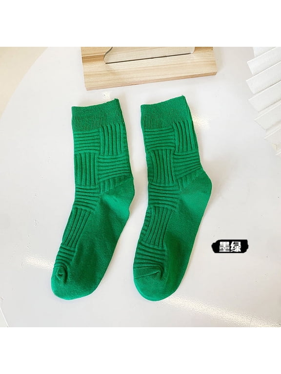 6 pairs of Womens Cotton Crew Socks, Thin Soft Comfort Breathable Dress Socks, Above Ankle Crew Socks for Business, CasualAthletic Sock (Dark Green