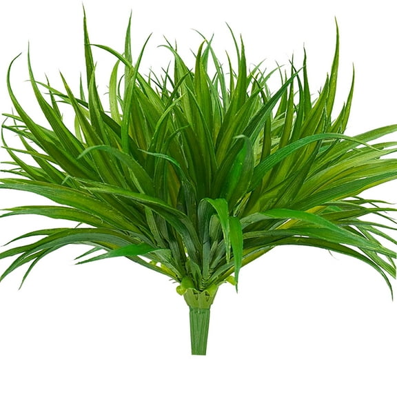 Nvzi 6-piece artificial grass set, 17.3-inch outdoor plastic plant, UV resistant green plant, used for window garden, office terrace, flower pot channel decoration - grass green