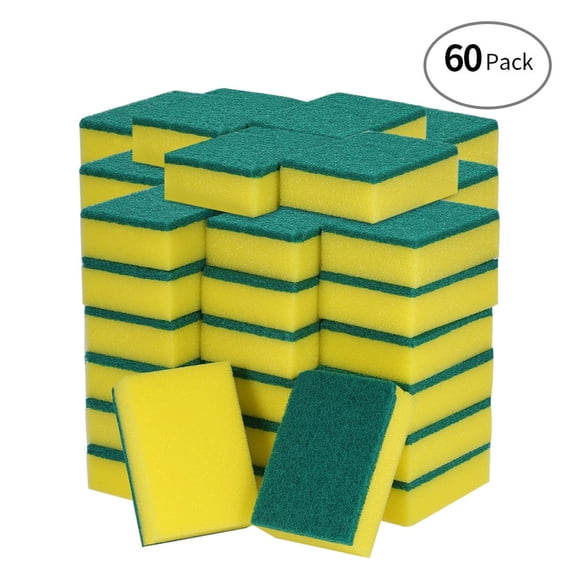 Nvzi 60-Piece Multi-Purpose Double-Sided Scouring Sponge Pads for Kitchen & Bathroom Cleaning