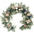 thumbnail image 1 of Nvzi 6ft Artificial Eucalyptus Garland with Flowers Fake Greenery Faux Floral Vine , Blue pink, 1 of 1