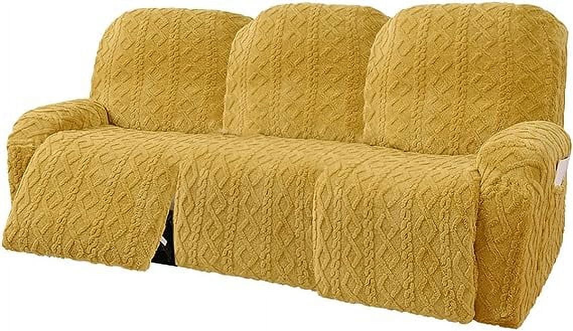 Nvzi 8 Pieces Geometric Jacquard Plush Recliner Sofa Covers Soft Fuzzy