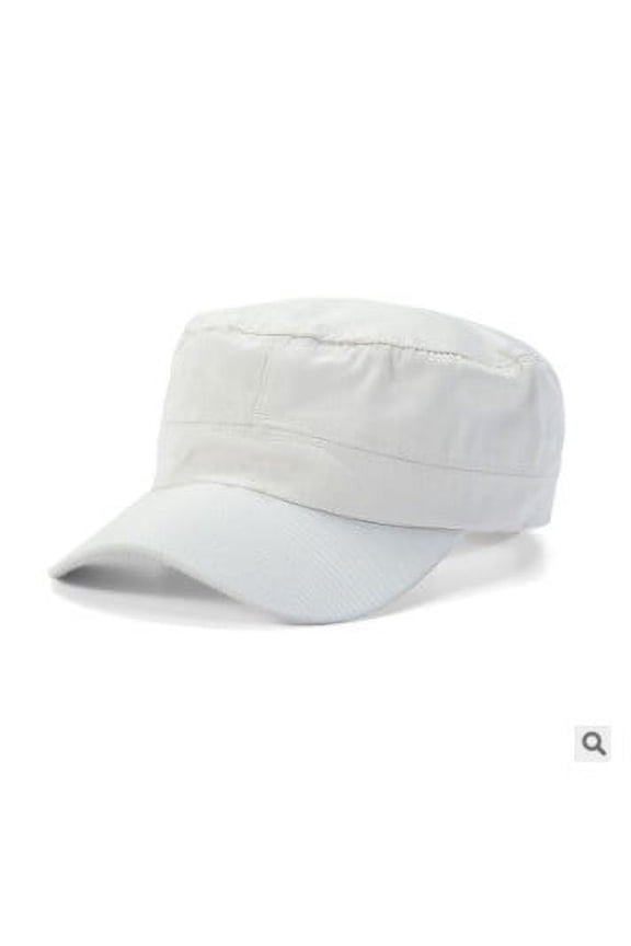 Adjustable Unisex Flat Top Twill Classic Baseball Cap Military Cap 22-23.6 Inch Cadet Hat (Beige)