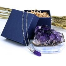 Nvzi Amethyst Crystals with Amethyst Wand Necklace, Amethyst Clusters, Amythestyst Crystals, Amathesis Crystal, Raw Amethyst Stone, Natural Amethyst Geode, Purple Crystal, About 0.2 Lb
