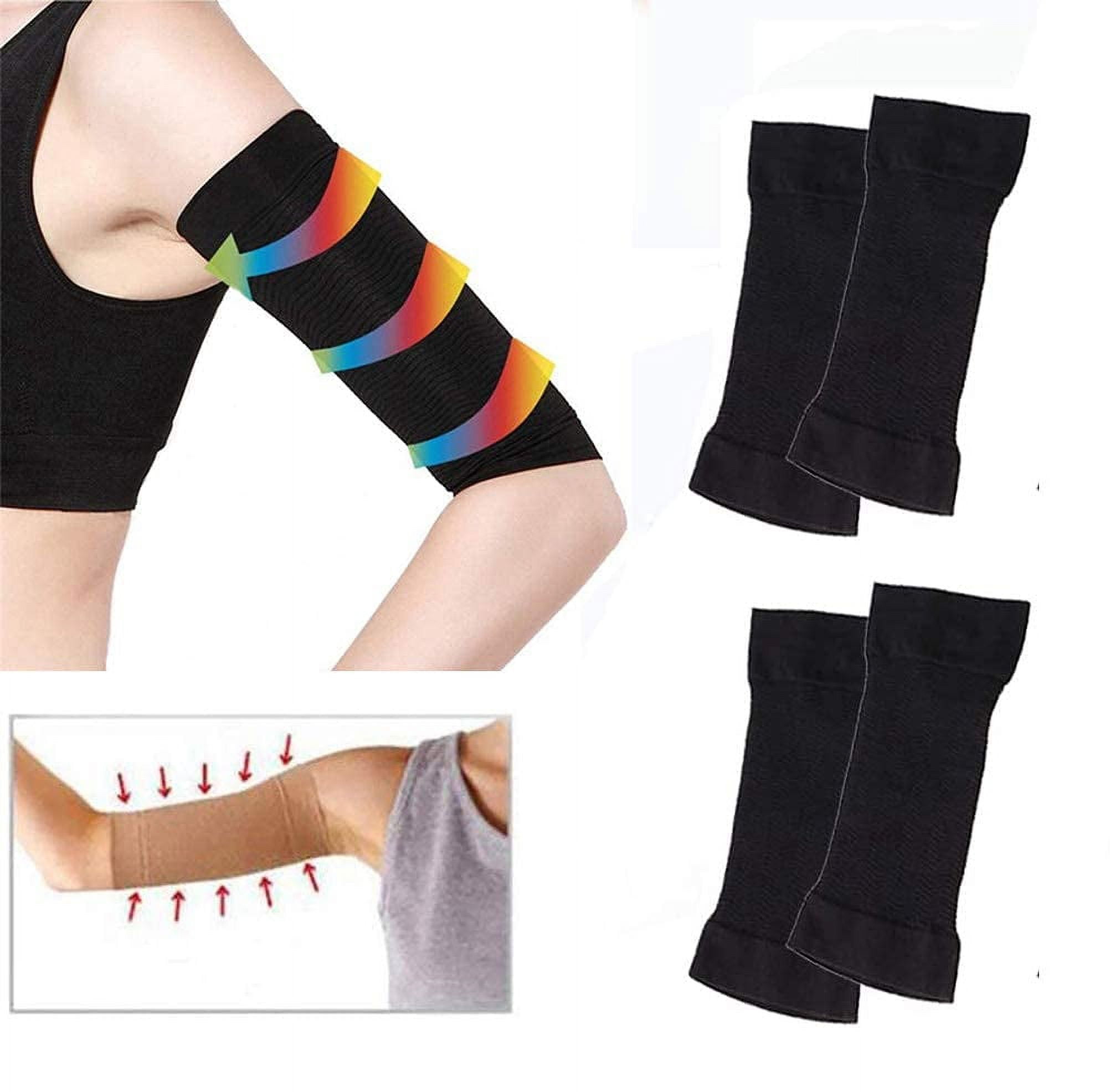 Nvzi Arm Slimming Shaper Wrap Arm Compression Sleeve Women Weight Loss Upper Arm Shaper Helps Tone Shape Upper Arms Sleeve for Women 2Pair 2Black