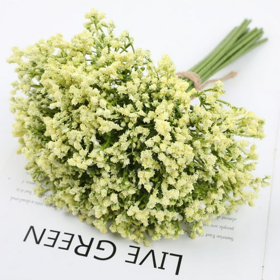 Nvzi Artificial Baby Breath Flowers Yellow Gypsophila Bouquets 16 pcs Real Touch Flowers for Wedding Party Home Decoration