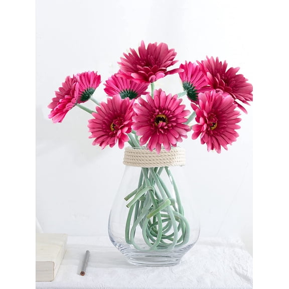 Nvzi Artificial Flowers Realistic Fake Flowers Gerbera Daisy Bridal Wedding Bouquet for Home Garden Wedding Party Decorations 10 Pcs (Orange)