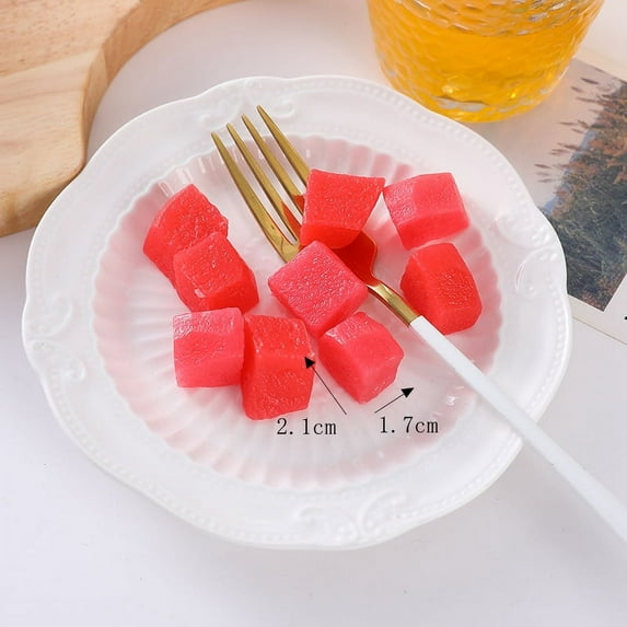 Nvzi Artificial Fruits Pack Fruit kebabs, Fake Fruit Set plastic Fruit for Decor, Decorative Fruit for Home Party Vase Fillers Photography Props (Watermelon diced,50pcs)
