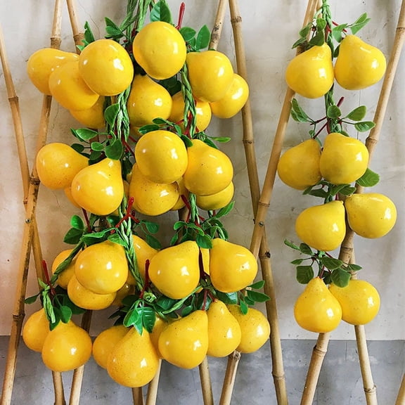 Nvzi Artificial Fruits Pack Fruit kebabs, Fake Fruit Set Foam Fruit for Decor, Decorative Fruit for Home Party Vase Fillers Photography Props (Yellow pear,10pcs)