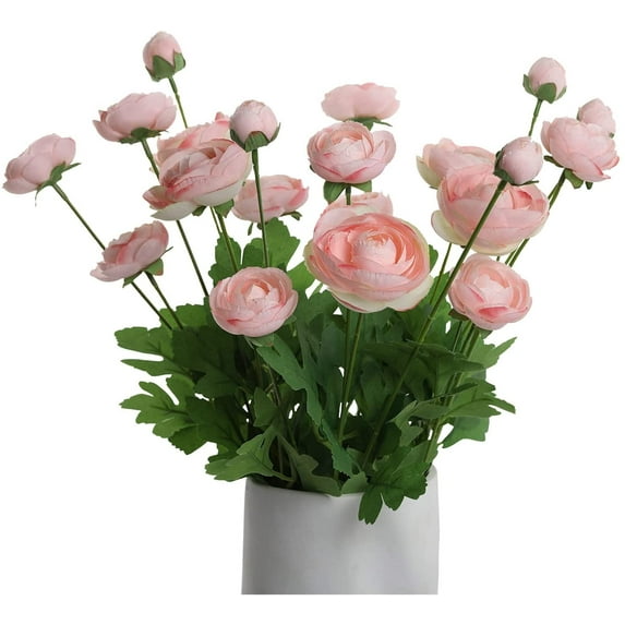 NAMZI Artificial Persian Peach Silk Flowers Buttercup (Asian Buttercup 5 Bundles),Suitable for Core Decorations,Weddings,Homes,Artistic Decorations,and Props (Pink)
