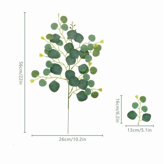Nvzi Artificial Plants Heart Shaped Eucalyptus Leaf-Green,56cm (6 Stems), Fake Plants,Artificial Flowers for Outdoors, Plastic Plants, Artificial Plants ,Realistic Faux Greenery for Decor​