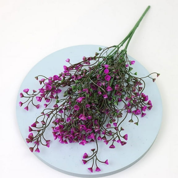 Nvzi Artificial Shrubs Bushes 5 Pack Fake Outdoor UV Resistant Plants Flowers, Faux Plastic Bell Leaves Greenery for Indoor Outside Hanging Planter Home Office Wedding Farmhouse Decor (Fuchsia)