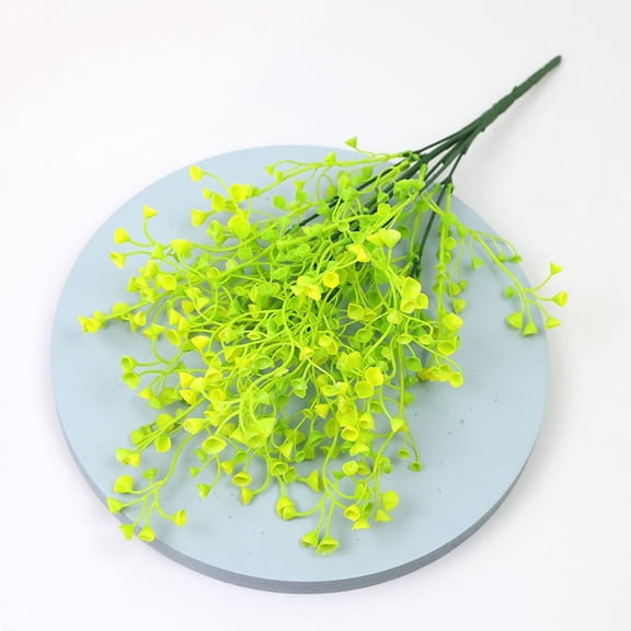 Nvzi Artificial Shrubs Bushes 5 Pack Fake Outdoor UV Resistant Plants Flowers, Faux Plastic Bell Leaves Greenery for Indoor Outside Hanging Planter Home Office Wedding Farmhouse Decor (Yellow)