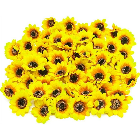Nvzi Artificial Silk Sunflower Heads, 50 Pcs Fake Sunflower 2.8" for Sunflower Wedding Fall Autumn Party Floral Wreath Accessories