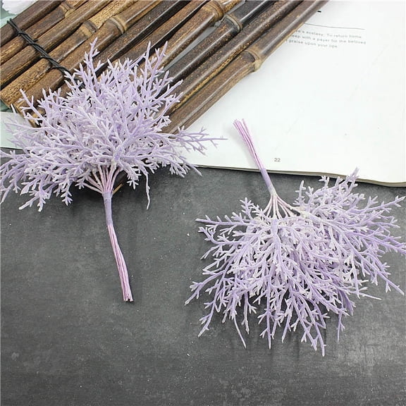 Nvzi Artificial and Dried Flower Artificial Frosty Flower Ice Rime Fluffy Twig Dreamlike Scene (Purple 6pcs )