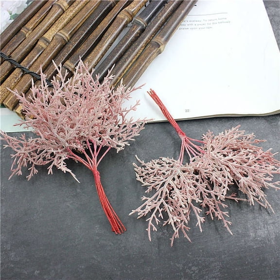Nvzi Artificial and Dried Flower Artificial Frosty Flower Ice Rime Fluffy Twig Dreamlike Scene (Red 6pcs )