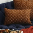 thumbnail image 1 of Nvzi Basket Weave Pattern Decorative Throw Pillow Cover Super Soft Suede Solid Lumbar Accent Cushion Case for Couch Sofa Car (Brown,12"x20"), 1 of 5
