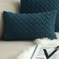 thumbnail image 1 of Nvzi Basket Weave Pattern Decorative Throw Pillow Cover Super Soft Suede Solid Lumbar Accent Cushion Case for Couch Sofa Car (Dark Blue,12"x20"), 1 of 4