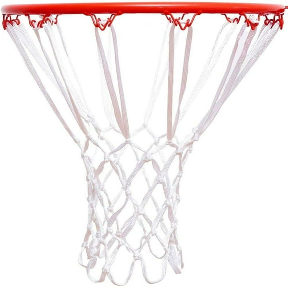Nvzi Basketball Net Replacement - Polyester Braided Flat Rope Heavy Duty Indoor and Outdoor All-Weather Anti Whip Thick Nets Fit Standard 12-Loop Hoop RimsWhite