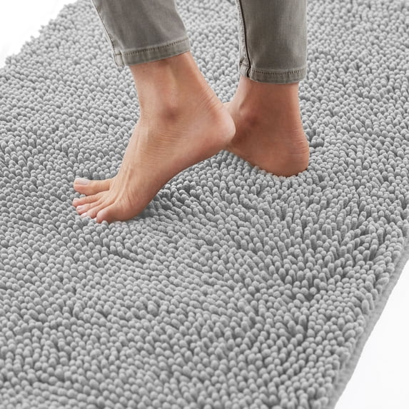 Nvzi Bath Rugs-1 Piece 50×80cm Light Grey Washable Bath Mat,Absorbent Bathroom Rugs,Non-Slip Bathroom Floor Mat,Practical Rugs for Bathroom,Ideal Bath Mat for Home Bathroom Dry Protection
