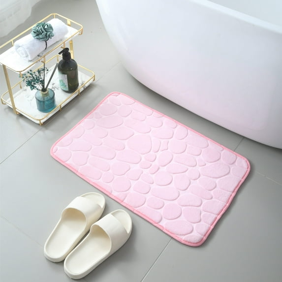 Nvzi Bathroom Rug Mat, Non-Slip Plush Shaggy Bath Carpet, Machine Wash Dry, Bath Mats for Bathroom Floor, Tub and Shower, Bathroom Runner BathMatAccessories Decor, Light Pink,16*24inch