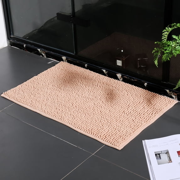 Nvzi Bathroom Rug Mat , Non-Slip Plush Shaggy Bath Carpet, Machine Wash Dry, Bath Mats for Bathroom Floor, Tub and Shower, Bathroom Runner Bathmat Accessories Decor, Khaki,16*24inch