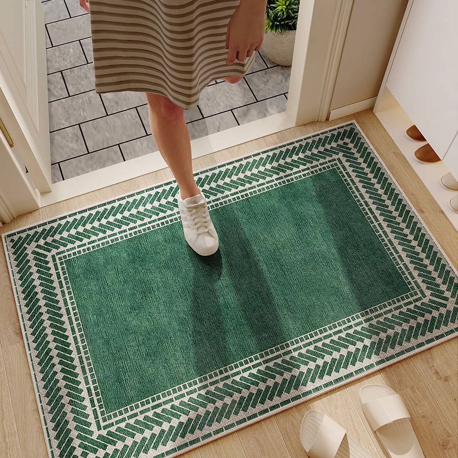Non-Slip Bath Mat,Super Soft And Water Absorbent, Machine Washable Microfiber Bathroom Rug For Bathroom, Bedroom, Kitchen(40 X 60 Cm Green Leaf - View #6