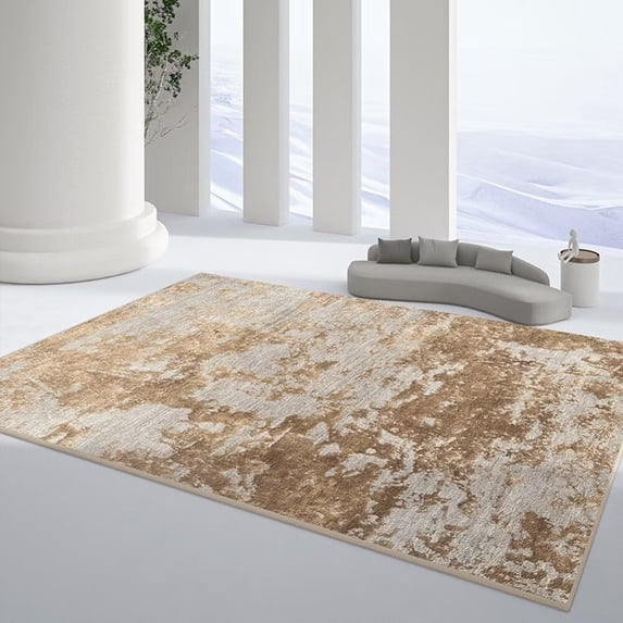 Nvzi Bathroom Rug Mat, Non-Slip Plush Shaggy Bath Carpet, Machine Wash Dry, Brown,24*16inch