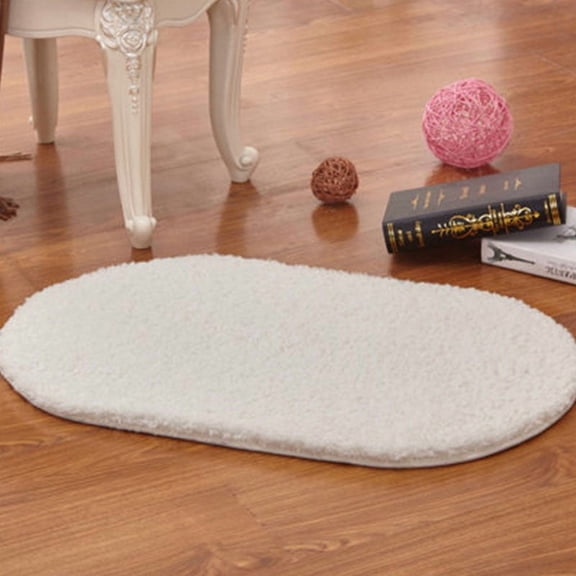 Nvzi Bathroom Rugs - 1 Piece 50×80cm Beige White Ellipse Washable Rug, Multi-Use as Bath Mat, Bath Mats for Bathroom, Rug for Living Room & Doormat, Durable Polyester Rugs for Home Decor​