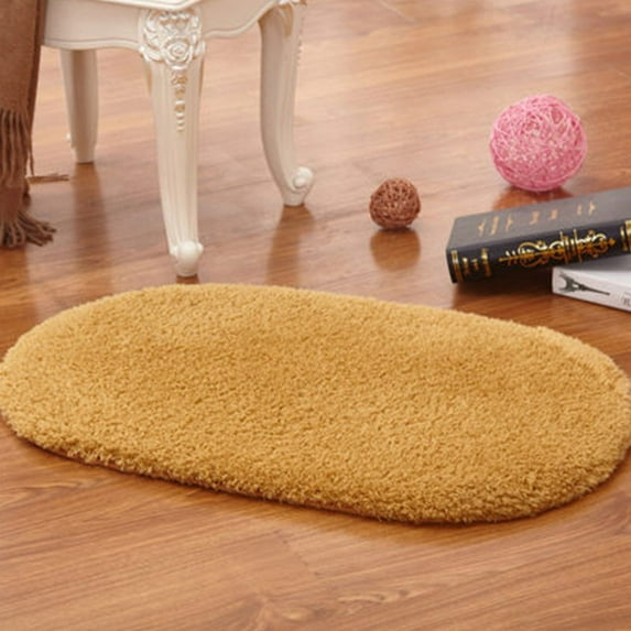Nvzi Bathroom Rugs - 1 Piece 50×80cm Khaki Ellipse Washable Rug, Multi-Use as Bath Mat, Bath Mats for Bathroom, Rug for Living Room & Doormat, Durable Polyester Rugs for Home Decor