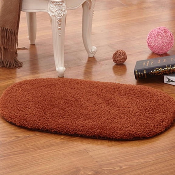 Nvzi Bathroom Rugs - 1 Piece 60×90cm Coffee Ellipse Washable Rug, Multi-Use as Bath Mat, Bath Mats for Bathroom, Rug for Living Room & Doormat, Durable Polyester Rugs for Home Decor​