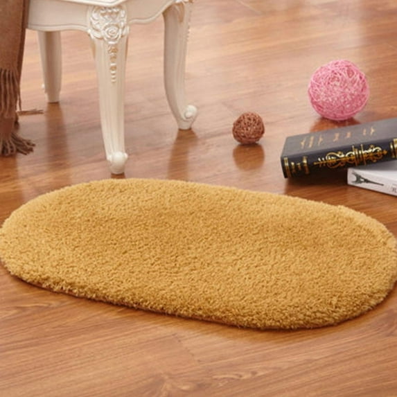 Nvzi Bathroom Rugs - 1 Piece 60×90cm Khaki Ellipse Washable Rug, Multi-Use as Bath Mat, Bath Mats for Bathroom, Rug for Living Room & Doormat, Durable Polyester Rugs for Home Decor
