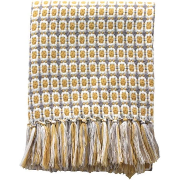 Nvzi Bed Blanket, American Rural Style Blanket, Knitted Blanket, Simple Style, Yellow Checked Knitted Blanket, Lightweight for Bed, Couch, Sofa