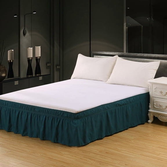Nvzi Bed Skirts - 15in Drop Dust Ruffle, Fits Queen Bed 60*80in,Soft Ruffled Bed Skirt,Easy-Install Bed Skirt for Bedroom,Durable,1 Piece Dark Green Bed Skirt for Home Guest Room